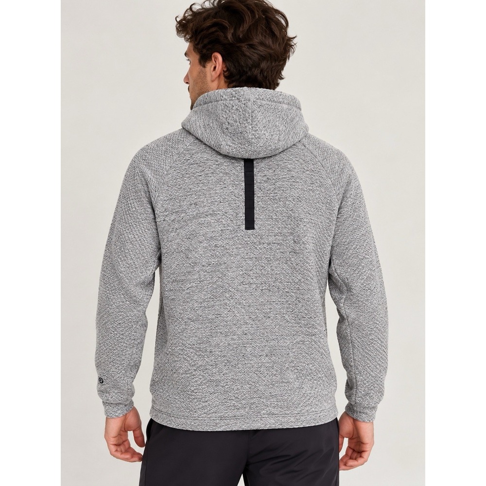Lululemon Men’s L Textured Fleece Pullover Hoodie Gray Black Speckled - Picture 2 of 16